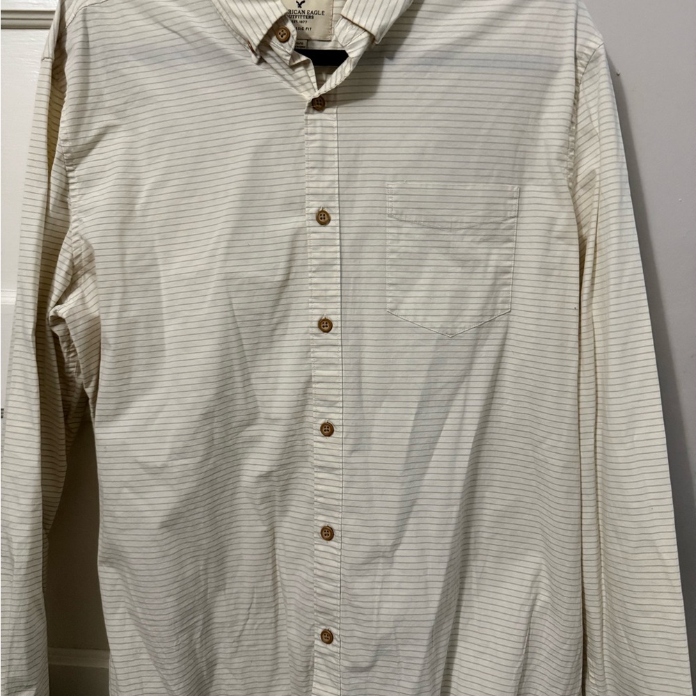 Men's American eagle Cream Striped Shirt